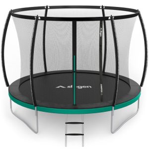 TRAMPOLINA OGRODOWA DLA DZIECI 150kg SIATKA WEWNĘTRZNA DRABINKA 312cm 10FT